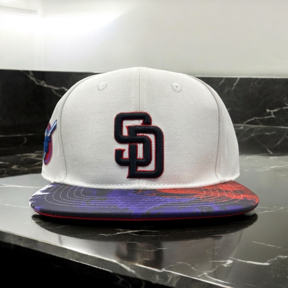 NEW Flawed San Diego Padres Pro Standard 2 Tone Tie Dye Brim SnapBack Hat Red UV